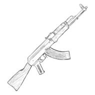 Vector Sketch AK-47 Machinegun