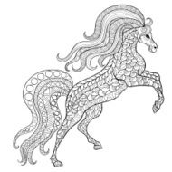Hand drawn horse for antistress Coloring Page with high details