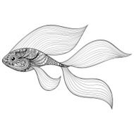 Zentangle stylized Gold Fish Hand Drawn patterned vector illust