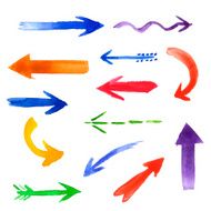 Set of watercolor comic arrows