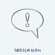 Icon of speech bubble with exclamation mark vector illustration