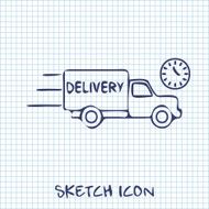 delivery truck with clock icon