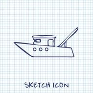 Motor fishing boat sign vector icon