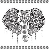 Vintage Indian elephant with tribal ornaments illustration