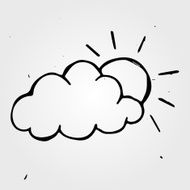 Hand drawn wheather sun with cloud