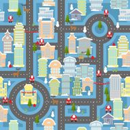 Winter town Santa Claus seamless pattern Metropolis Christmas