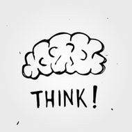 Hand drawn Brain Think