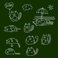 Funny doodle cats sketch