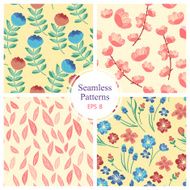 Hand drawn vector illustration 4 elegant seamless patterns