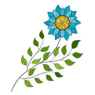 Vector Beautiful Colored Contour Flower