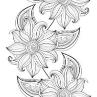 Vector Seamless Monochrome Floral Pattern N28