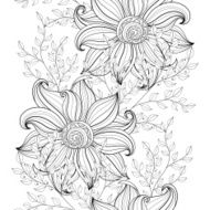 Vector Seamless Monochrome Floral Pattern N29