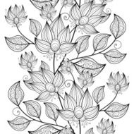 Vector Seamless Monochrome Floral Pattern N30