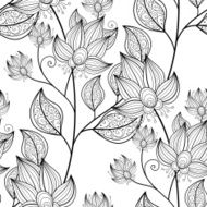 Vector Seamless Monochrome Floral Pattern N32