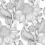 Vector Seamless Monochrome Floral Pattern N33