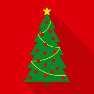 Christmas Tree with Decor in Flat Style