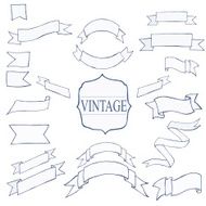 Vintage Color ribbon tape text placeholder N3