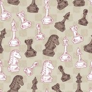 Hand drawn doodle Chess Pieces Vector Seamless pattern N2
