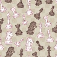 Hand drawn doodle Chess Pieces Vector Seamless pattern N2