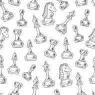 Hand drawn doodle Chess Pieces Vector Seamless pattern N4