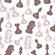 Hand drawn doodle Chess Pieces Vector Seamless pattern N6