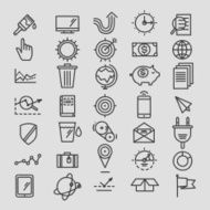 Set of linear hand drawn icons concept business web media N2