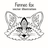 Hand Drawn vector illustration fennec fox isolated on white background