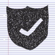 Simple doodle of a shield with tick