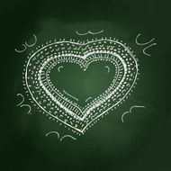 Sketchy love heart design on blackboard N2