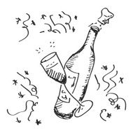 Simple doodle of a champagne bottle N4