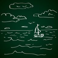 Simple doodle of a sailboat