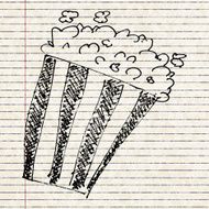 sketch drawing of a bucket popcorn N2