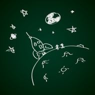 Simple doodle of a rocket on the moon N2
