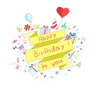 Birthday ribbon frame for text placeholder vector
