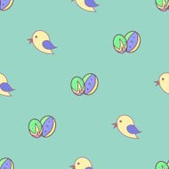 Bird Easter eggs seamless background