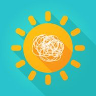 Long shadow sun icon with a doodle