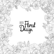 Floral border made with sketchy flowers N3