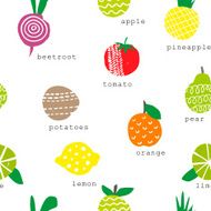 Seamless pattern with fruits and vegetables