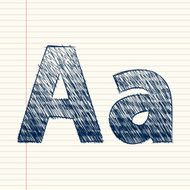 letter A sketch in a notebook