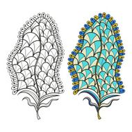 Zentangle stylized tribal feather for coloring page Adult anti-