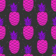 Colorful Cosmic seamless pattern of pineapples