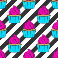 Seamless pattern with colorful cupcakes