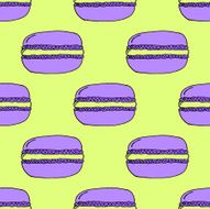 Purple Hand-drawn Macarons Pattern on Green Background