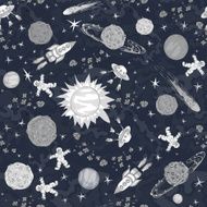 hand drawn space seamless pattern kids background