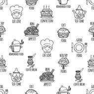 Kitchen tools black and white seamless pattern vector