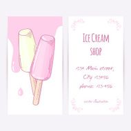 Business card template with hand drawn fruity ice cream N2