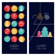 Set of vector greeting cards for Christmas and New Year