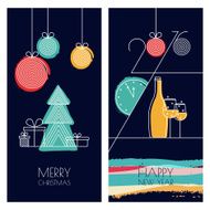 Set of vector greeting cards for Christmas and New Year N2