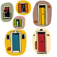 Set of doors and windows