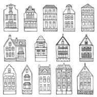 Set of hand drawn doodle houses N2